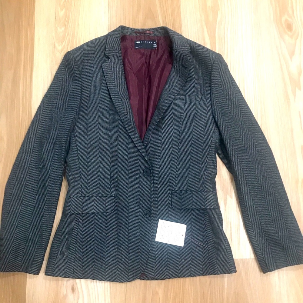 ASOS Design blazer/suit jacket with deep plum inner lining